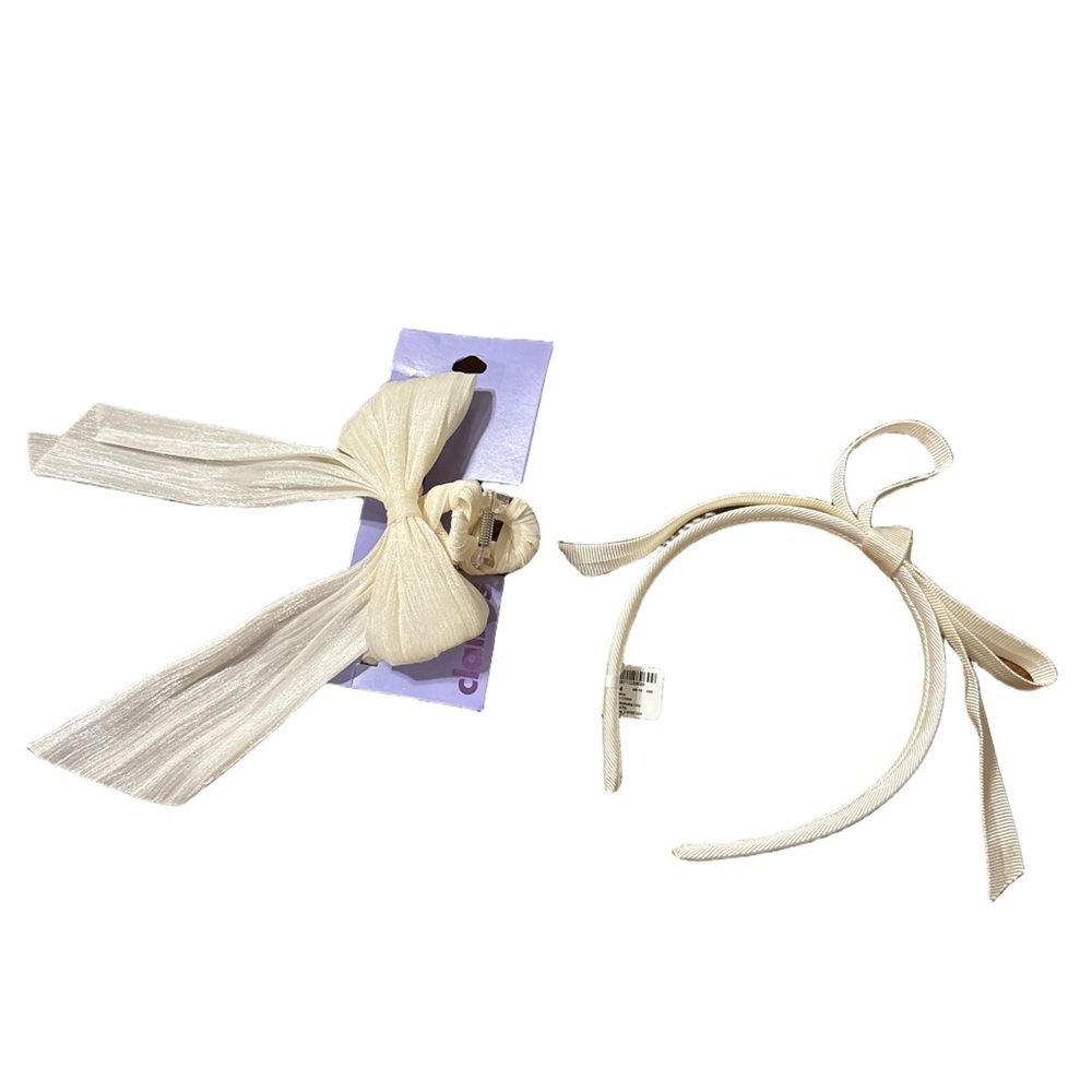 Claire's Cream Bow Hairband Set